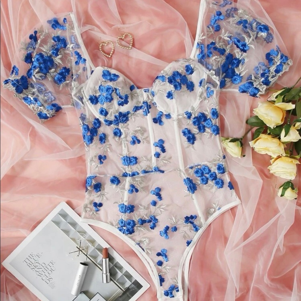 Floral mesh bodysuit